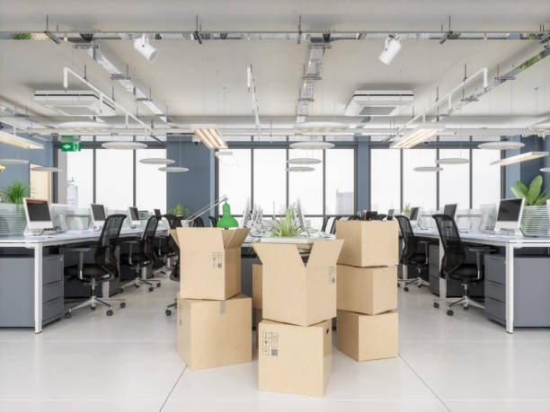 Office relocation moving boxes